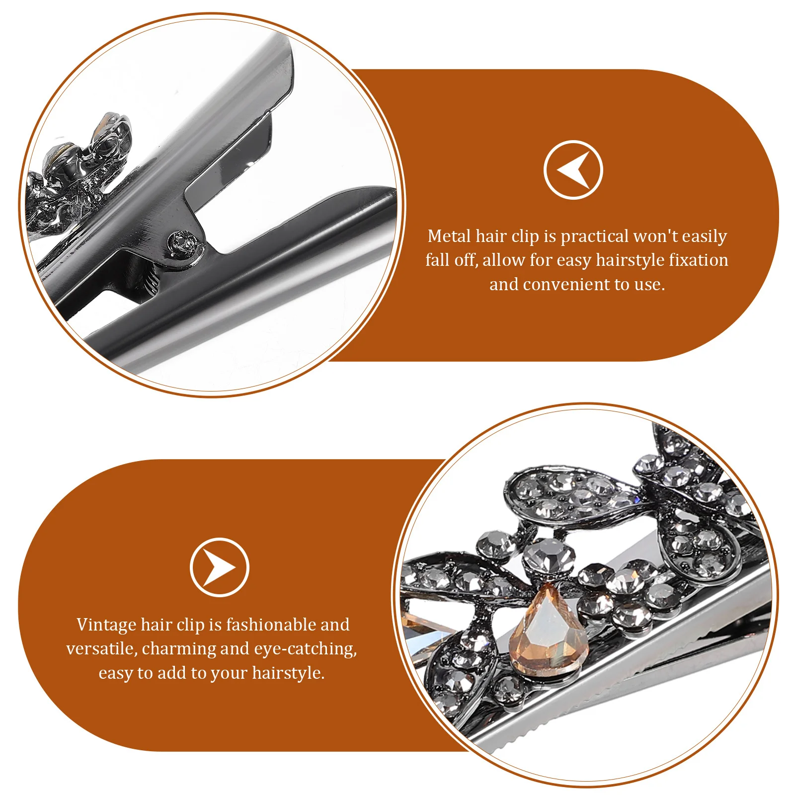 

Rhinestone Butterfly Hair Clip Vintage Metal Alligator Clip for Women Sparkly Barrette Styling Thick Fine Hair