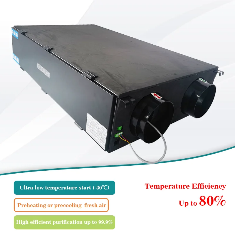Ultra-Low Temperature -30C Flexible Ceiling ERV With Air To Water Heat Pump Preheating Precooling Bypass Fresh Air HVAC System