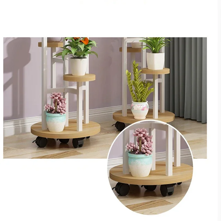 Soporte para plantas de bambú para suelo de sala de estar, estante nórdico de madera maciza para flores, estante para maceta para flores y balcón