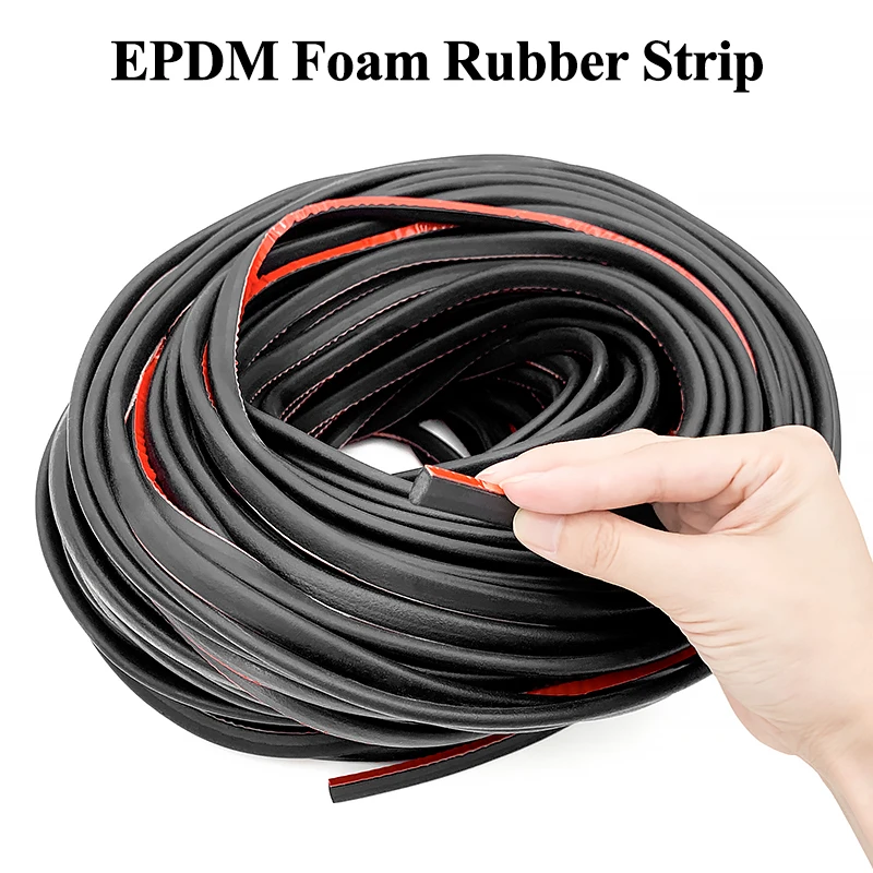 10M EPDM Sealling Strip 6x10mm Sound Proofing Dustproof Foamed Rubber Square Seal Strips With Adhesive