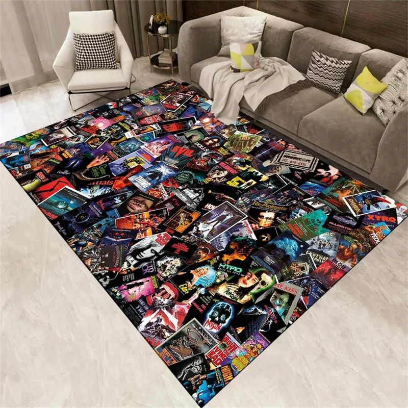 Horror Movie Theme Carpet for Esports Black Gaming Hotel Hall Area Rugs Gamer Controller Boy Kids Playroom Anti Slip Floor Mat