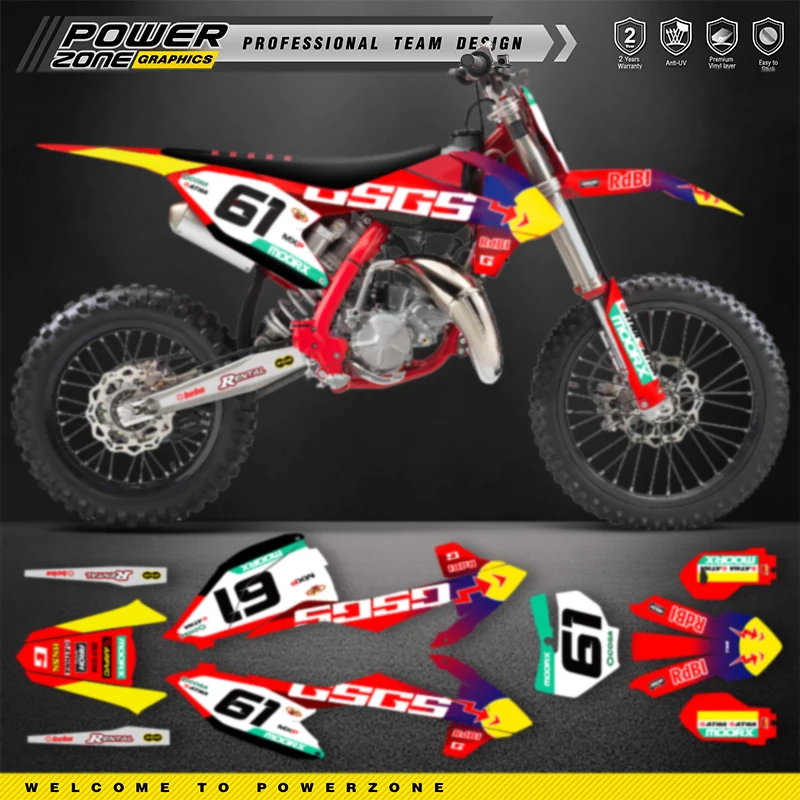 PowerZone Custom Team Graphics Backgrounds Decals Stickers Kit For GASGAS 85 MC 2021 2022 85cc