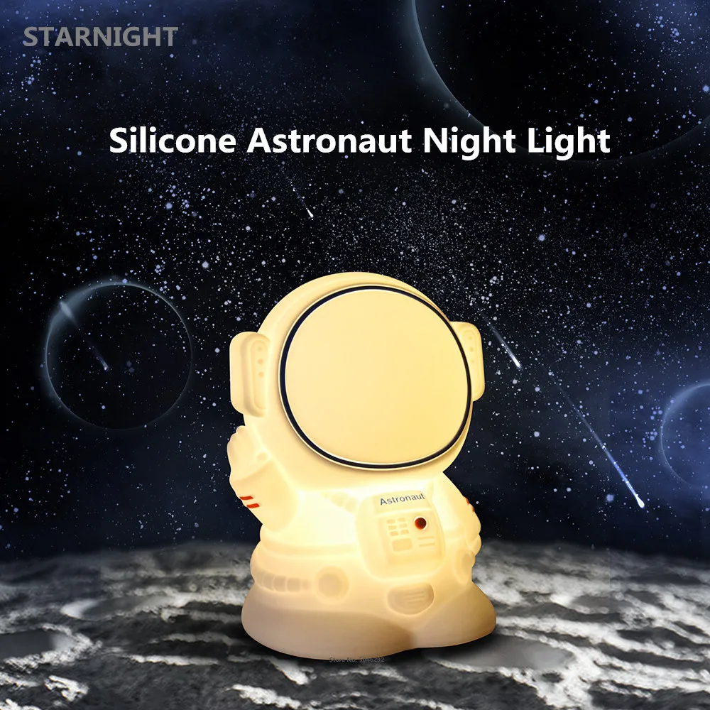 Astronaut RGB LED Night Light Touch Sensor Rechargeable Timer Silicone Cosmonaut Lamp for Children Baby Birthday Christmas Gift