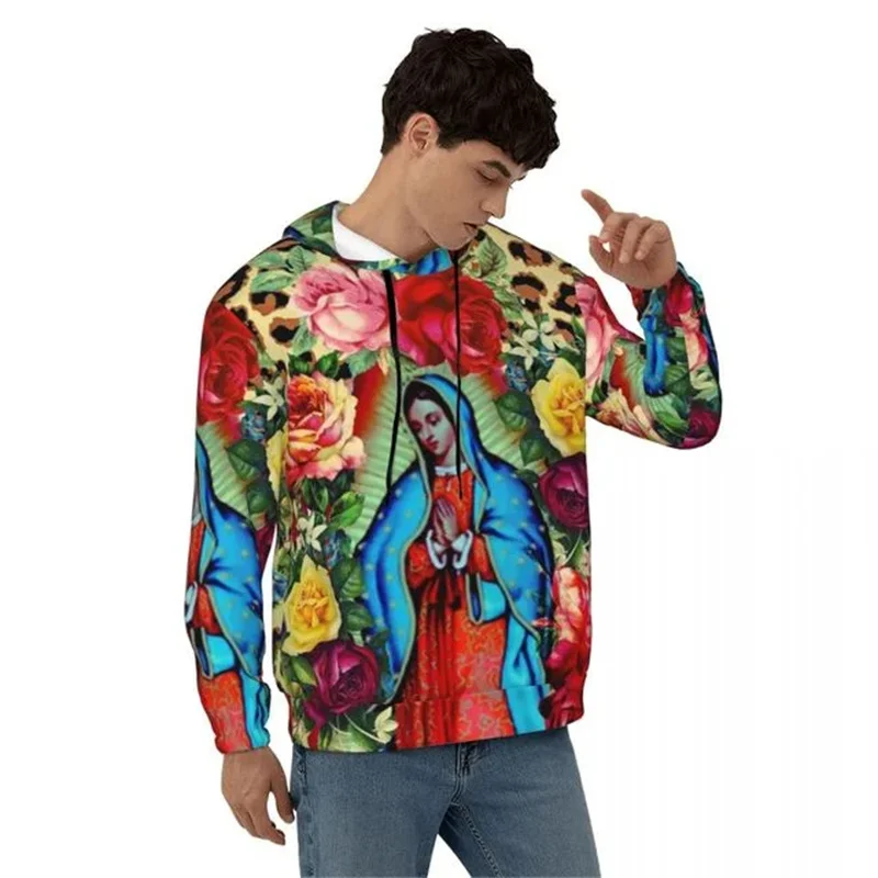 Harajuku 3D Printing Virgin Mary Of Guadalupe Mexico New In Hoodies & Sweatshirts Catholic Spiritual Totem Fashion Mens Pullover