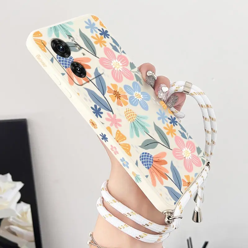 EDGE40 Blooming Season Crossbody Lanyard Silicone Phone Case dla Motorola Moto EDGE 40 30 20 40Neo E32 E22i E22 E13 E20 E7 Cover — zdjęcie 7