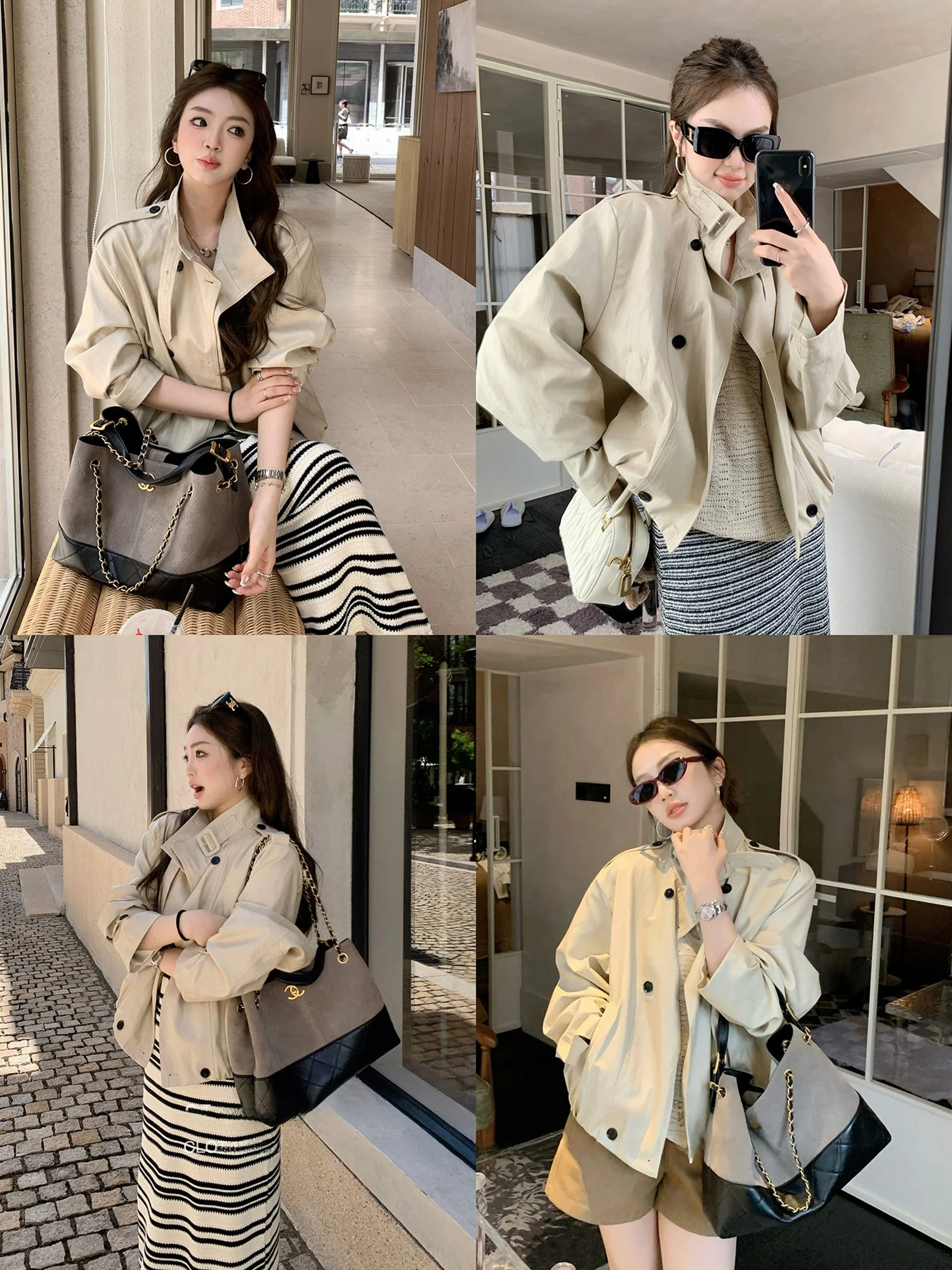 Chaqueta de cuero PU con cuello alto para mujer, estilo adelgazante, nueva colección de otoño, abrigo de manga larga de doble botonadura con sensación de alta gama.