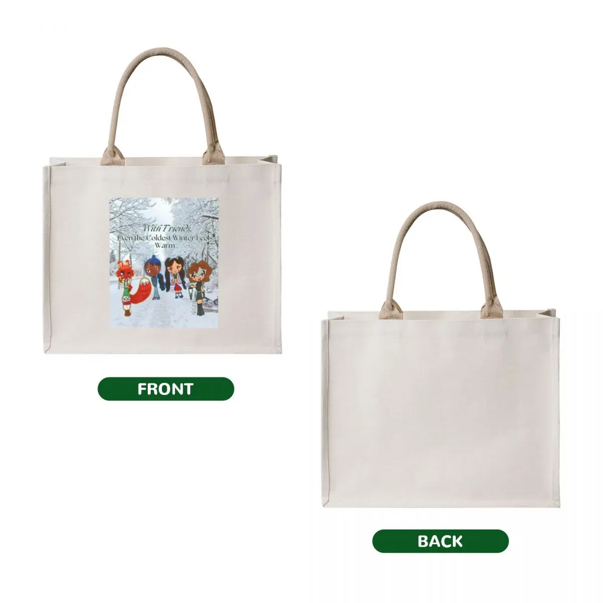 Winter Snow Friends Tote Bag hand bags tote bags men reusable shopping bag cute pouch bag