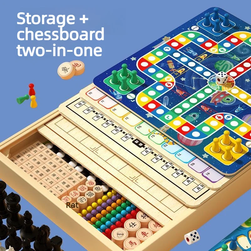 Multi-functional Board Game Set, 4 In 1 / Multi In 1 Chess Toy, Flight Chess, Gobang, Go, Checkers, Educational Desktop Game