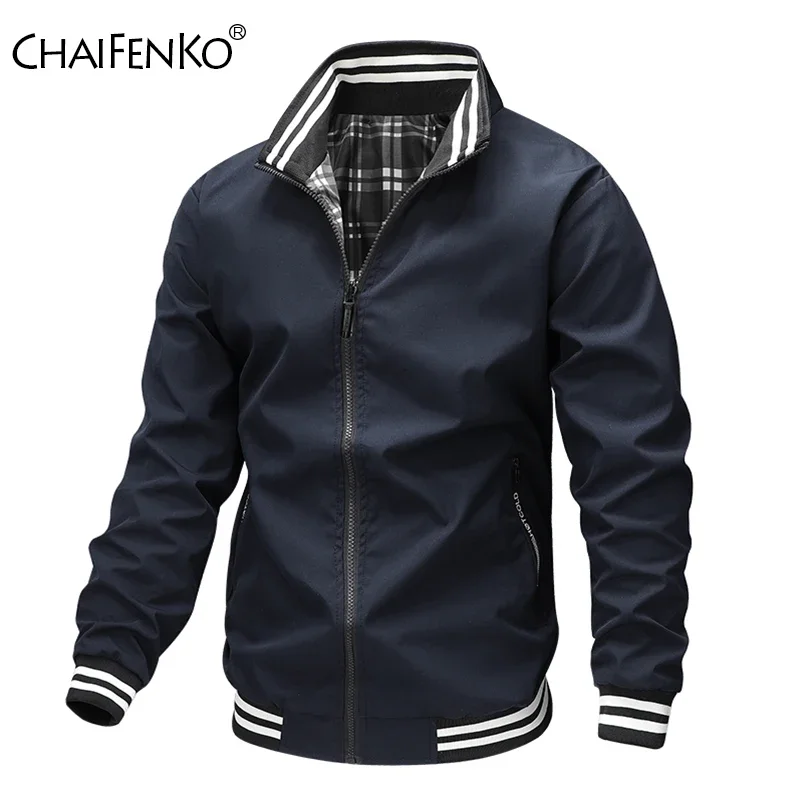 Men Casual Motion Coats New Loose Stand Collar Solid Tops Jacket Autumn Winter Fashion Versatile Comfort Baseball Clothes Men