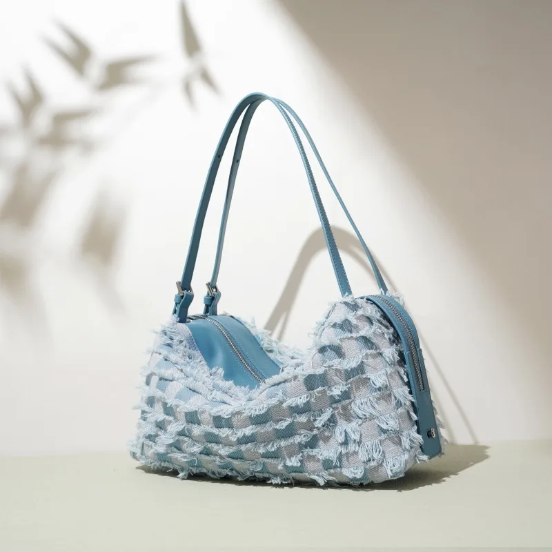 2025 verão denim axilas saco moda grande capacidade hobo bolsa de ombro design retro feminino versátil bolsa