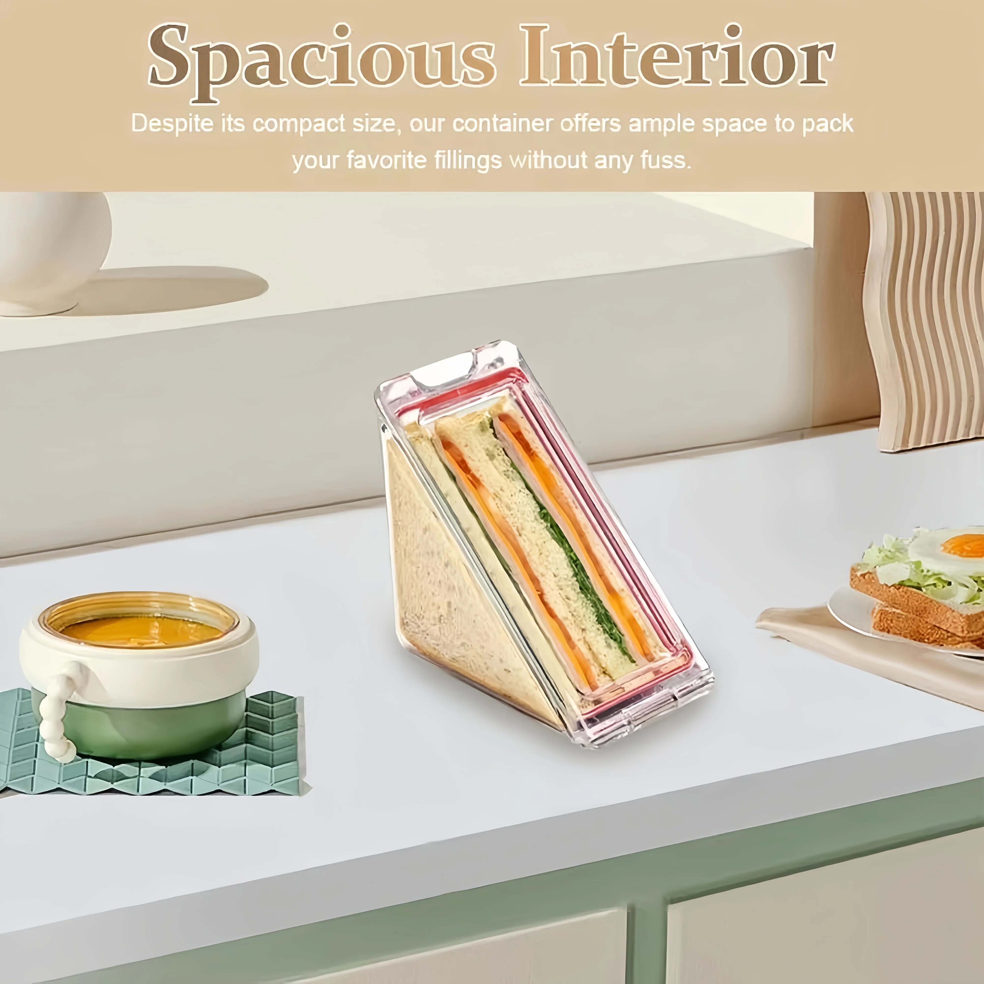 [صندوق غداء مفتوح من الجانب] صندوق غداء مفتوح من الجانب، صندوق بينتو، صندوق ساندويتش - مثالي للتخييم في الهواء الطلق ورحلات العمل