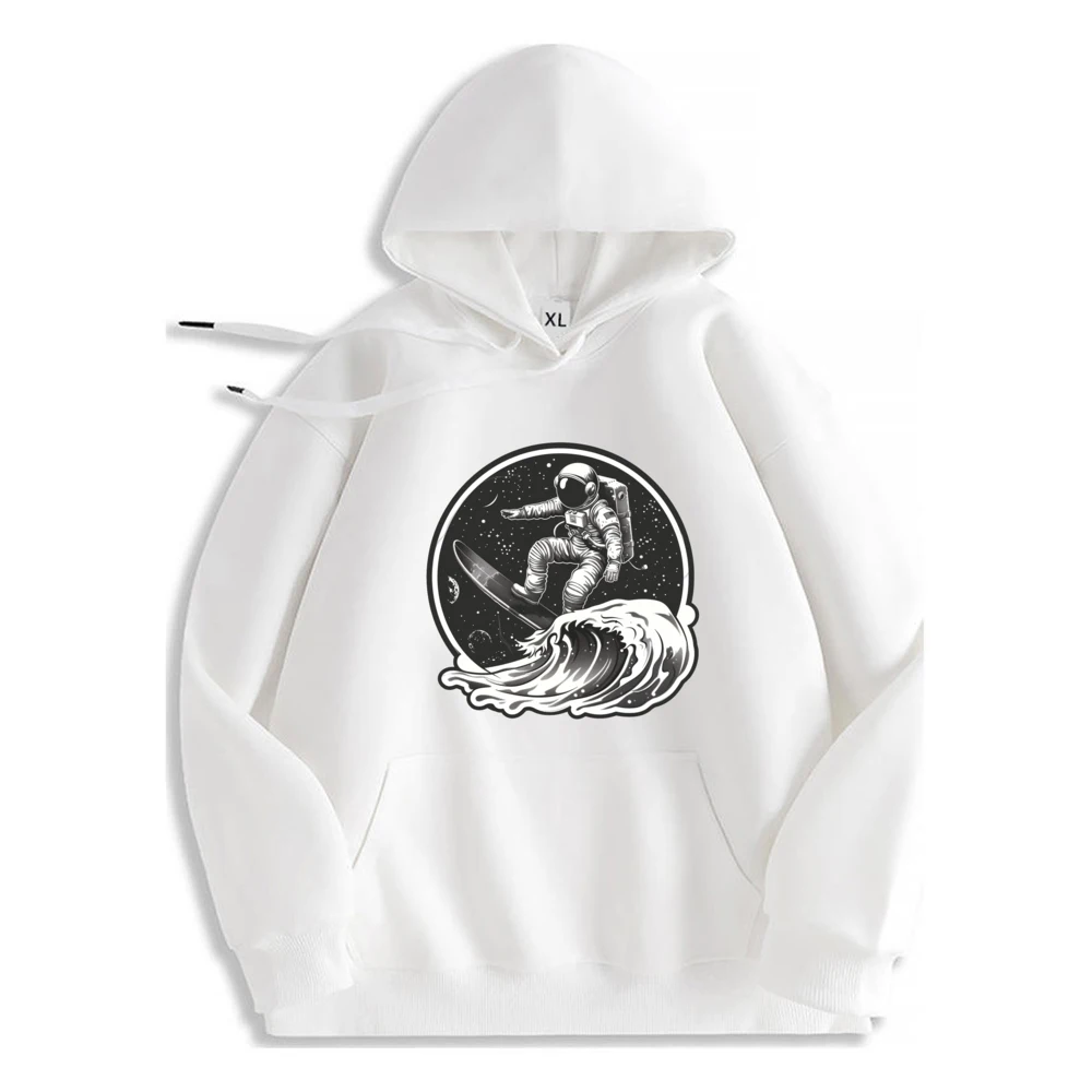 Astronaut Surfing On The Waves Of Space Funny Hoodie Luxury Designer Clothes Men's Sweatshirt Casual Tops