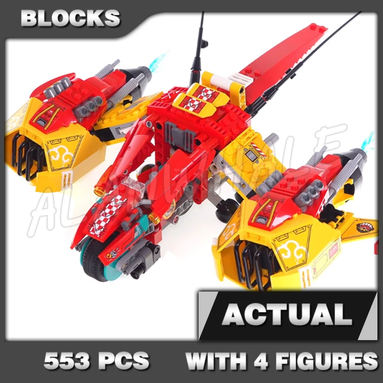 

553pcs Monkie Kid Cloud Jet Plane Aircraft Twin Fire Pack Speed Bike Red Son 60128 Building Blocks Boys Compatible With Model