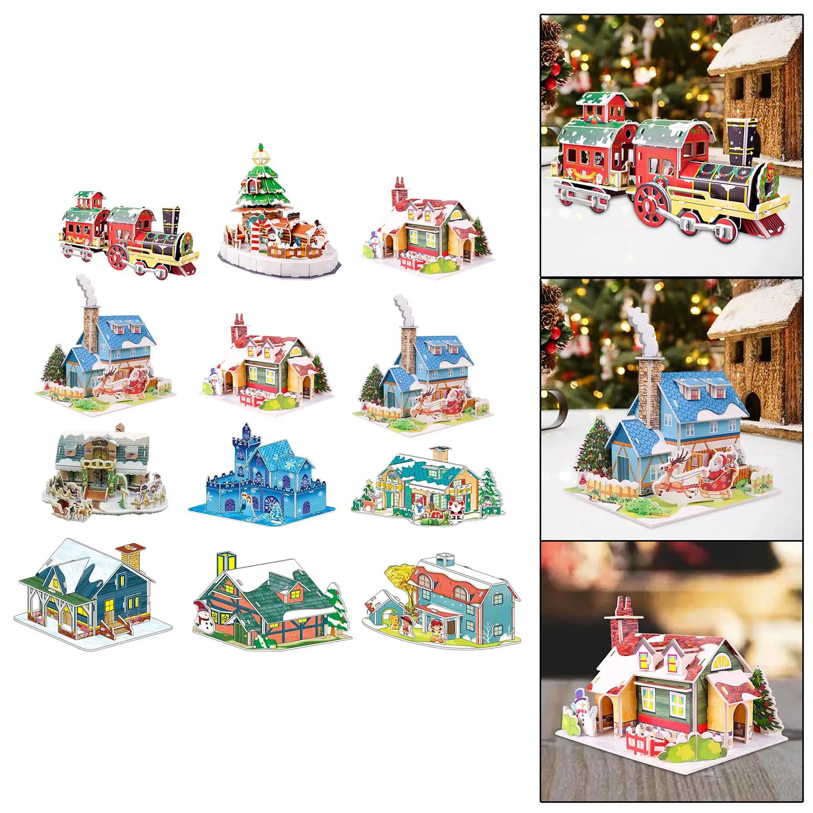 

DIY Christmas Houses Decor Unfinished Party Favor Xmas Crafts Christmas Craft Houses Kits 3D Puzzle for Girls Kids Children