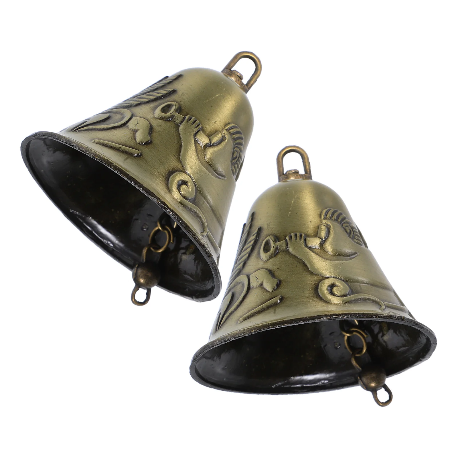 

2Pcs Feng Shui Bronze Bells Angel Design Vintage Wind Chimes for Door Garden Good Luck Blessing Decoration Brass Bells