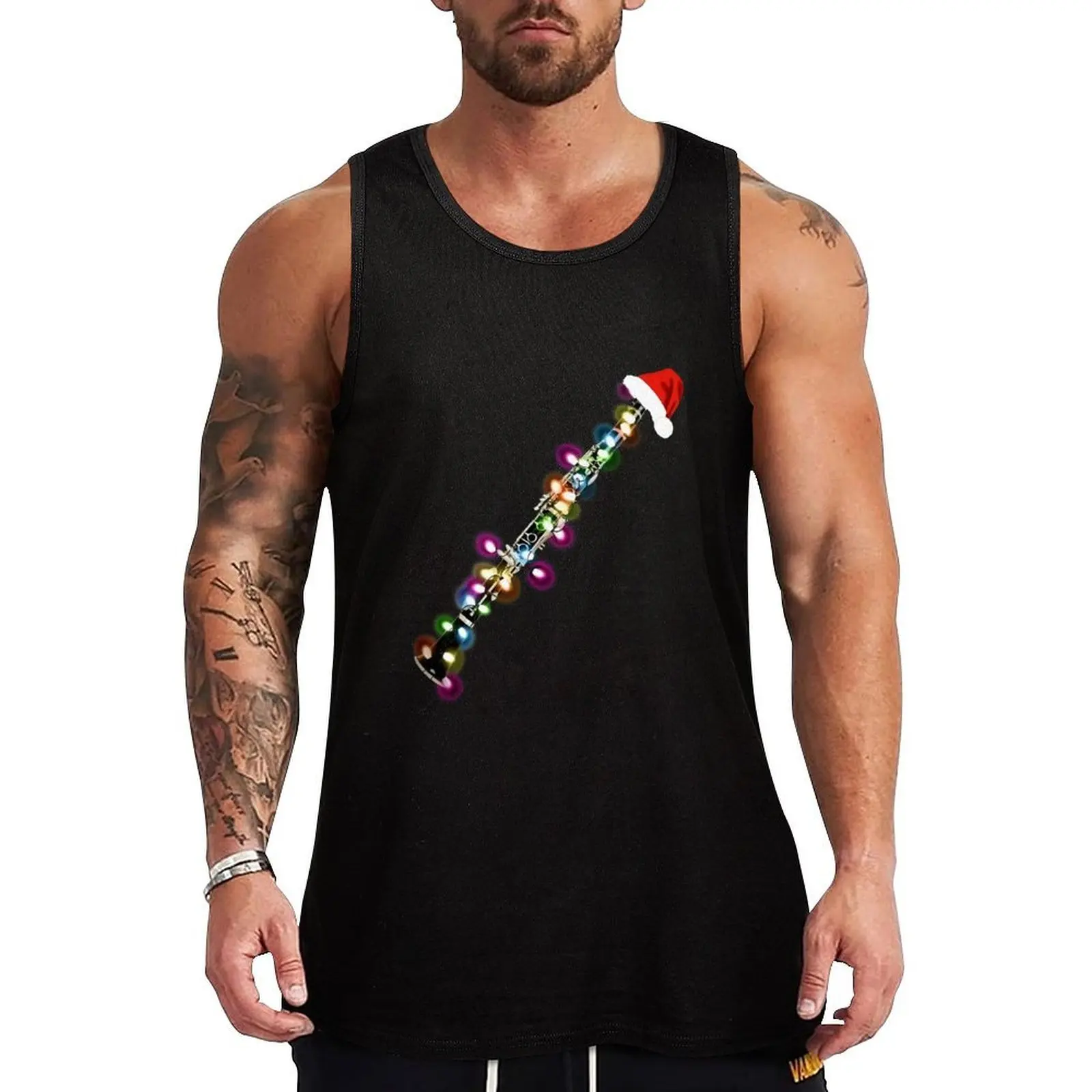 

Clarinet Santa Christmas Shirt Tank Top Basic Layering Tank Top Casual Sleeveless Soft Shirt