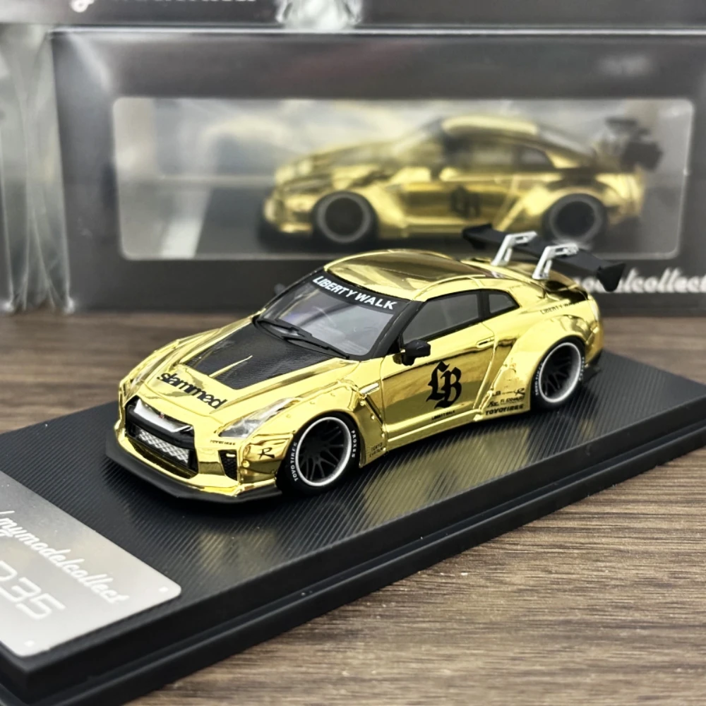 Newly Stocks MC 1:64 Liberty Walk GTR R35 Chrome Gold  Color Diecast Model Car In 2024