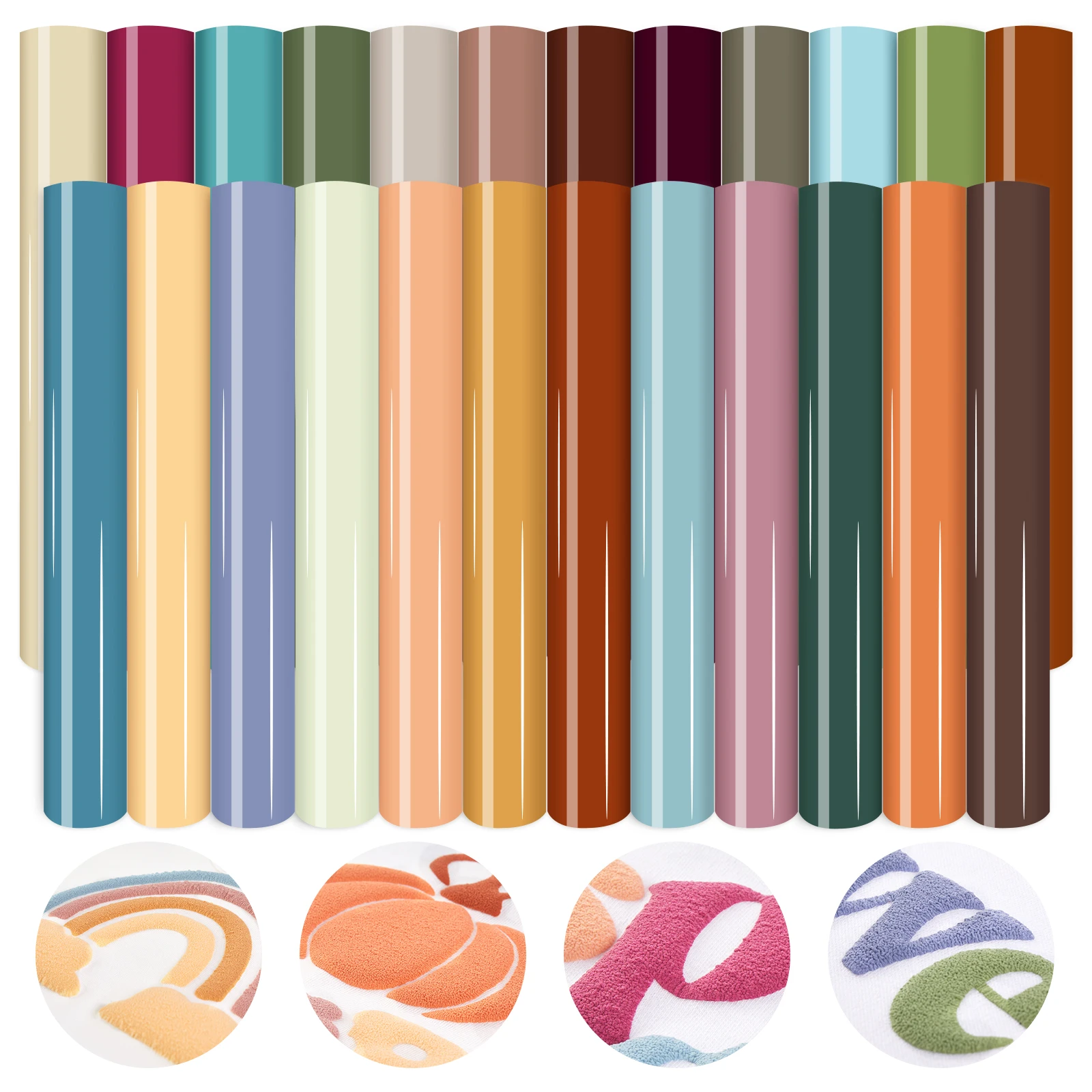 

Boho Puff Vinyl Heat Transfer-24 Sheets 12'' x 10''3D Puff HTV Fall Color Puffy Iron on Vinyl for T-Shirts Puffy HTV