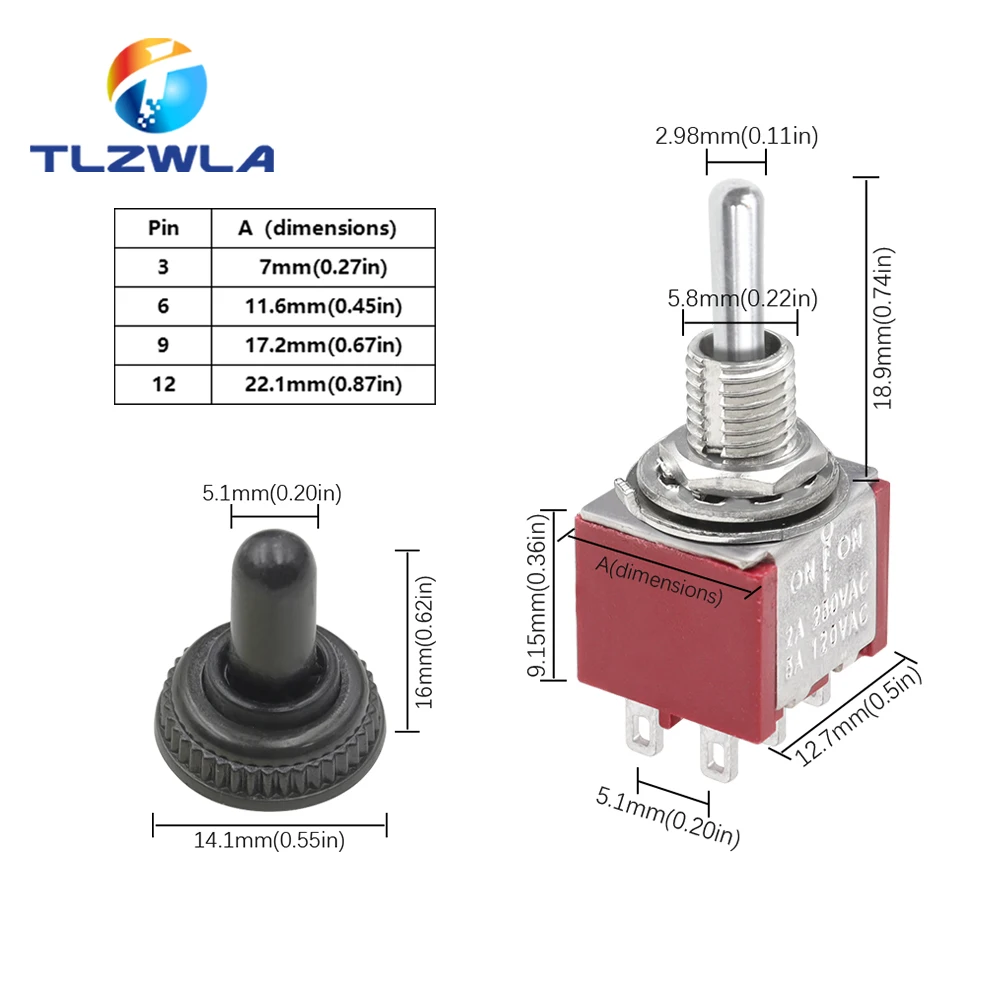 Toggle Switch SPDT DPDT Rocker Switch MTS 5A 6A 125V Self-Reset Switch 3A 250 AC 3 6PIN ON-ON ON-OFF-ON Starting Switch