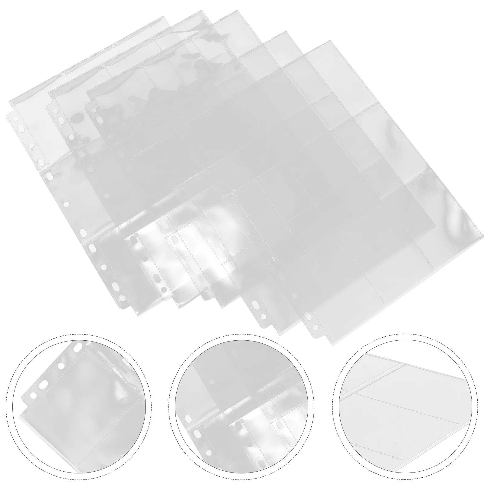 

10 Sheets Clear Card Storage Sleeves Transparent PVC Pages for Trading Card Binder Football Game Photo Cards Portable Album