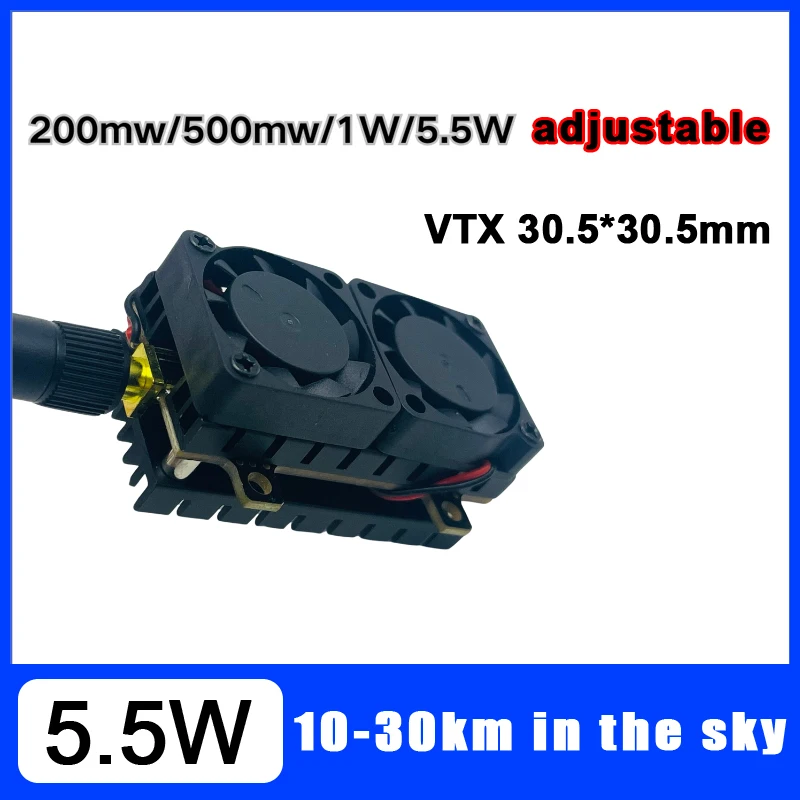 Long Range 5.8GHz 5.5W Video Transmitter VTX 48CH 200mW/500mW/1000mW/5500mW adjustable launcher For Long Rang FPV Racing Drone