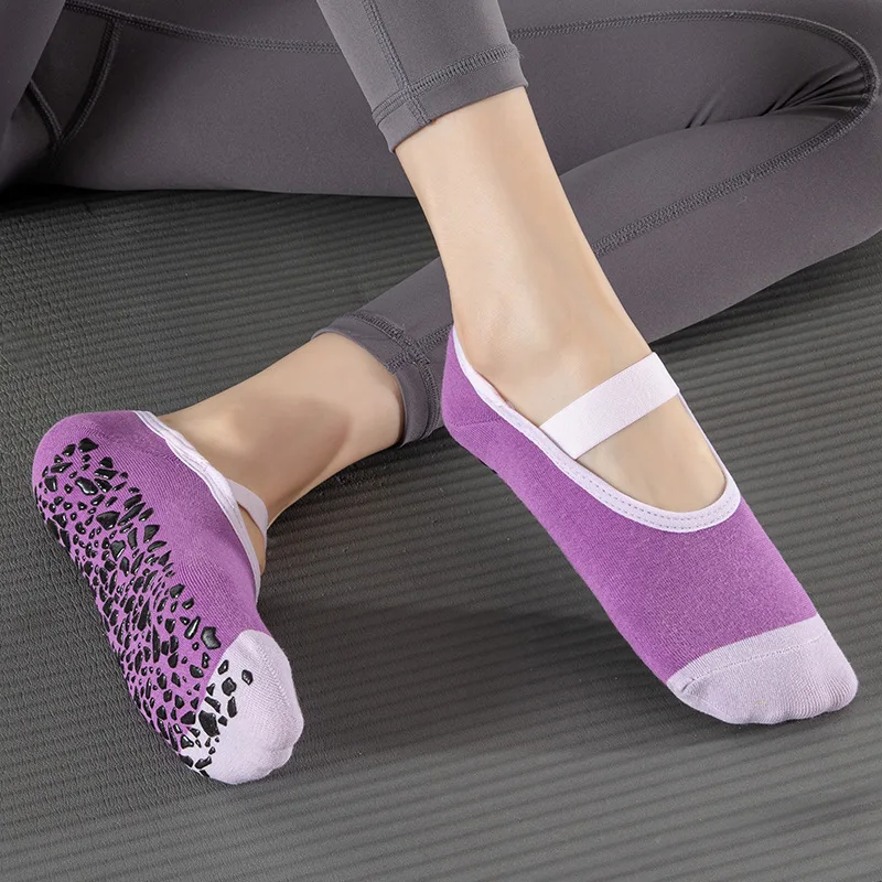 Professional Yoga Socks Women Silicone Non-slip Indoor Workout Dance Sports Socks Backless Breathable Cotton Floor Pilates Socks