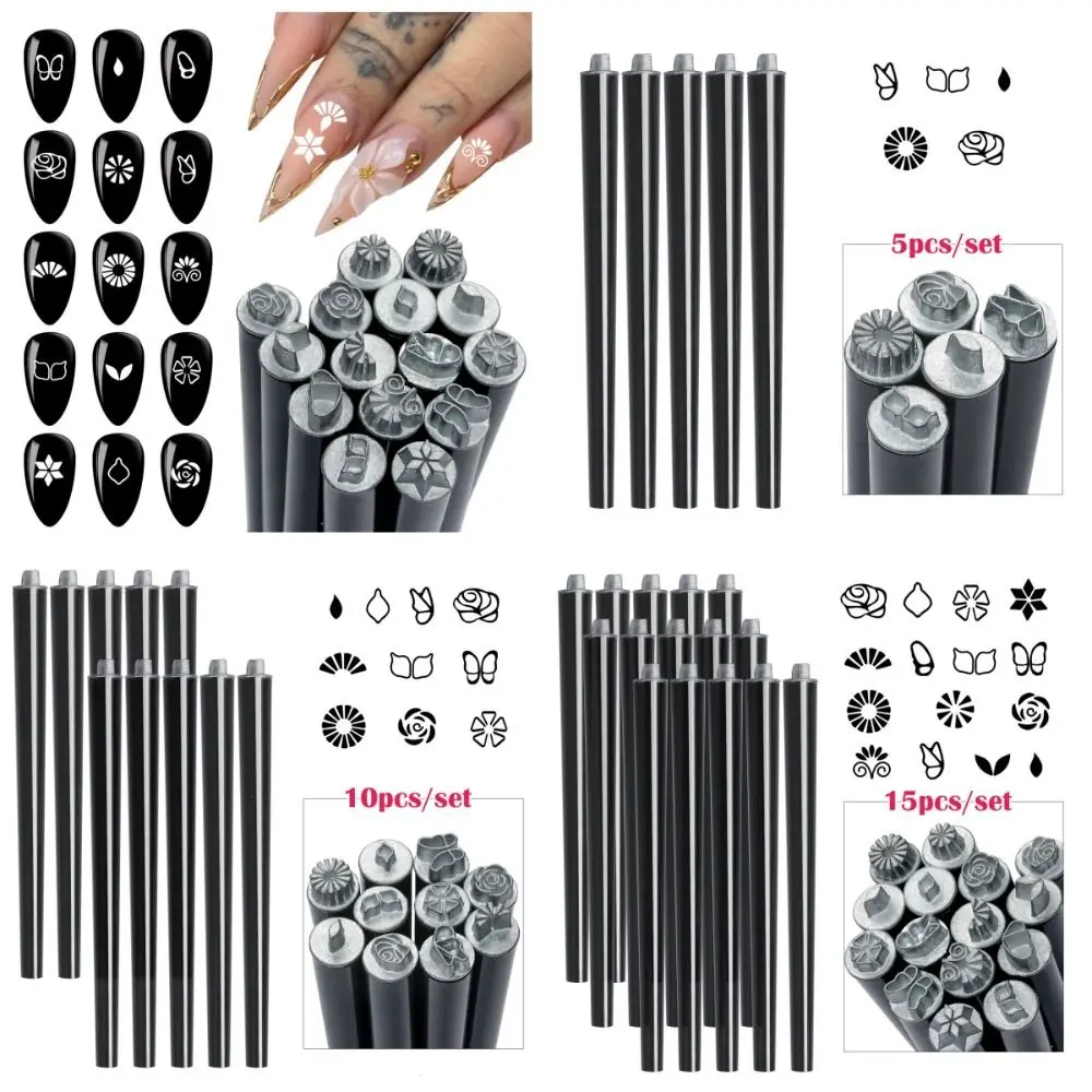 5/10/15Pcs Flower Butterfly Nail Art Stamp Pen Set Dotting Tools Nail Art Pen Graffiti Nails Stamping Stamper Silicone Easy DIY