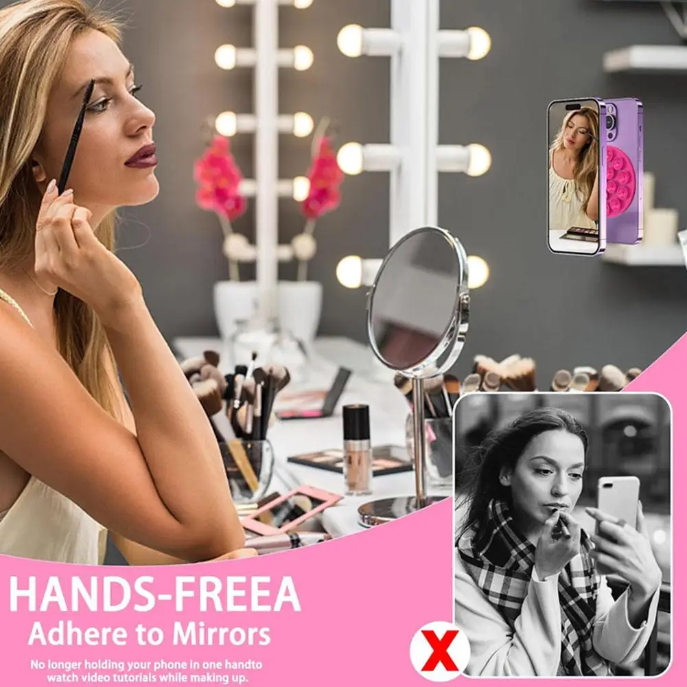 Supporto per telefono con ventosa magnetica Supporto per telefono cellulare da parete con magnete in silicone Supporto per specchio a mani libere per Ipho F0c6