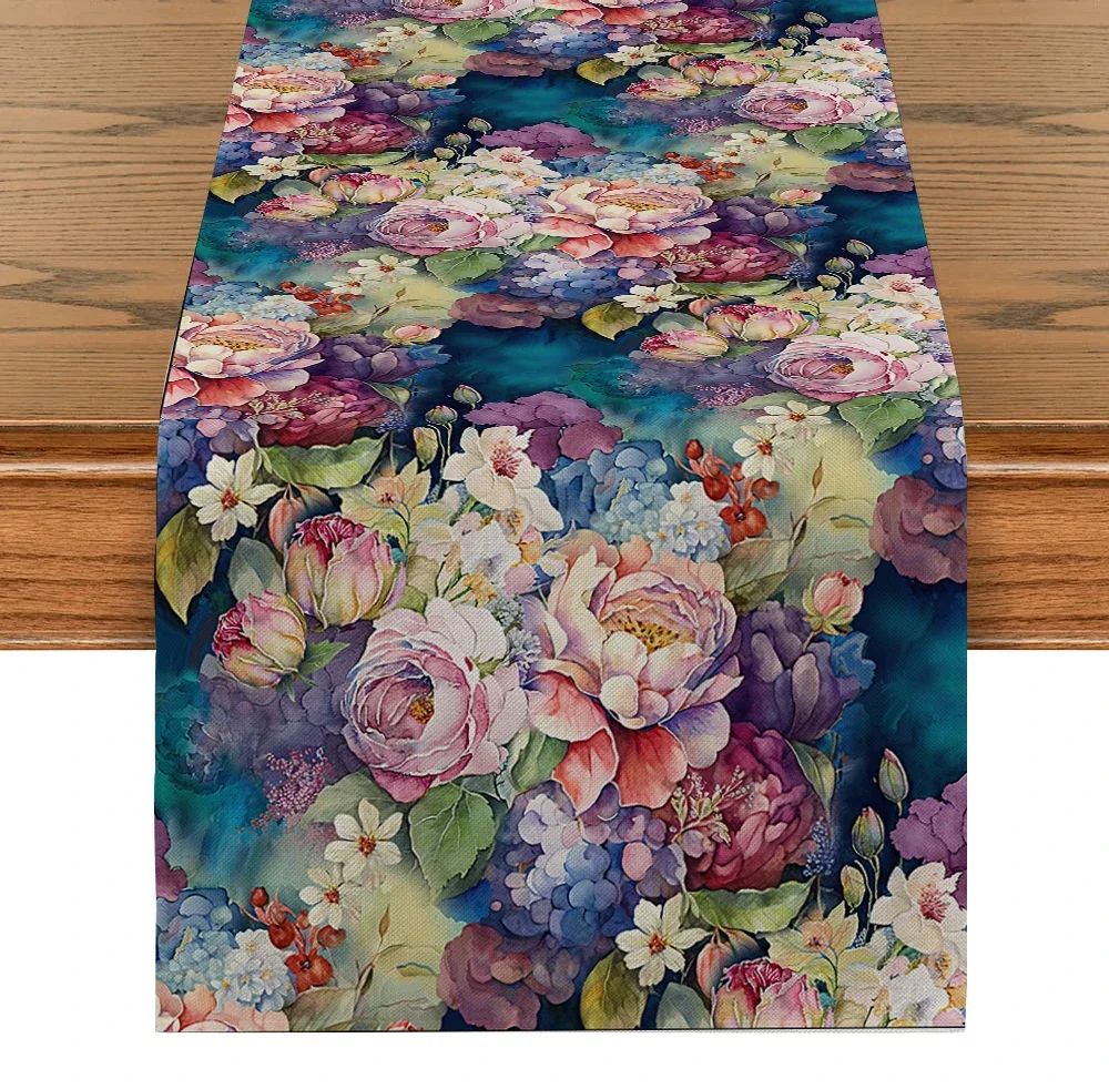 

1 Pc, Watercolor Tablecloth, Botanical Floral Tablecloth Kitchen Table Decoration, Suitable For Indoor Outdoor Room Decoration