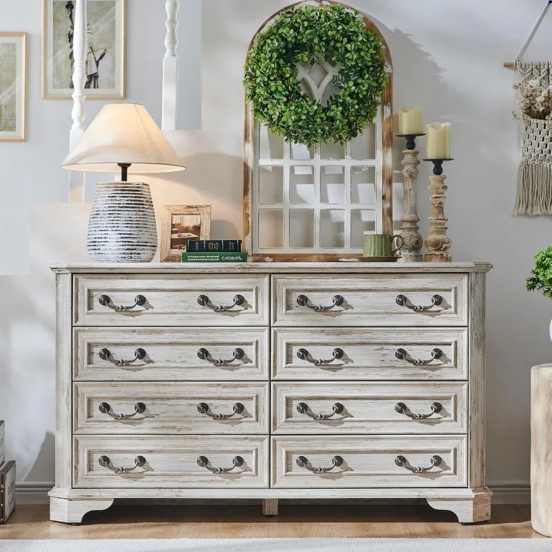 Farmhouse 8 Drawers Dresser for Bedroom, 54