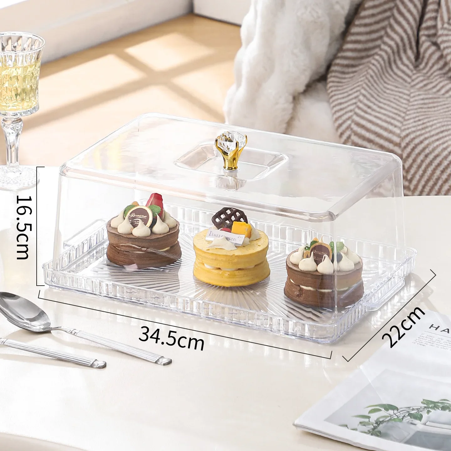 

X-15 Display Tray Afternoon Tea Snacks Fruit Tray Acrylic Dessert Tray with Lid