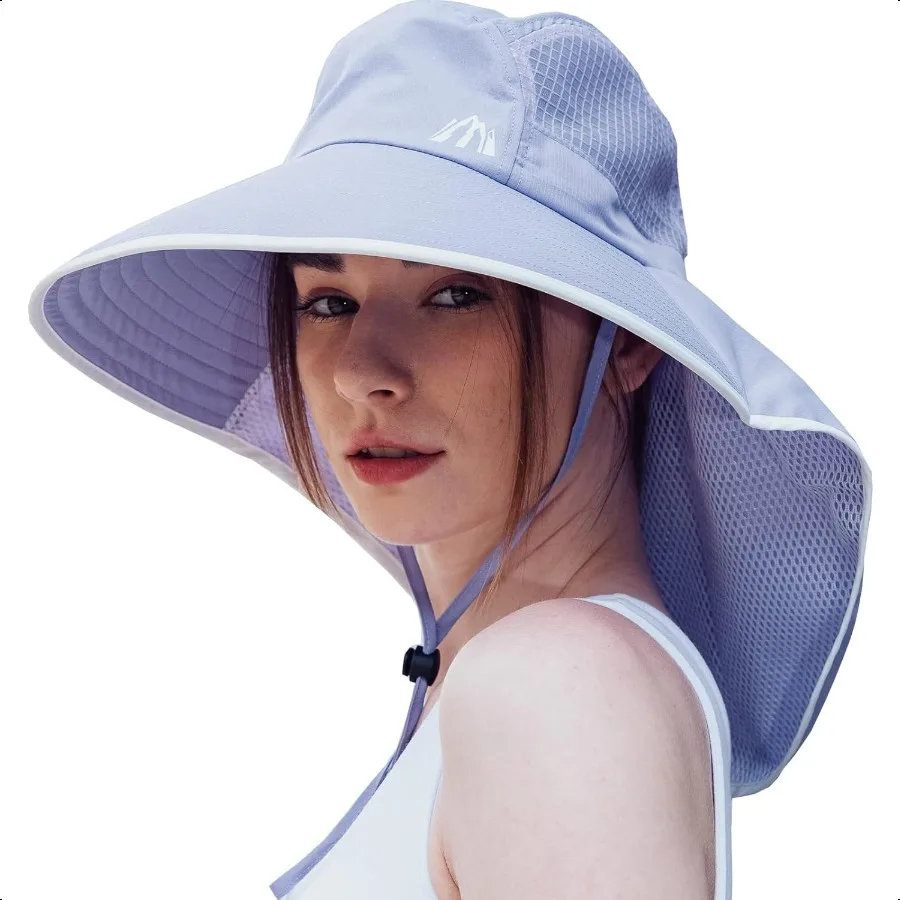 

UV Sun Protection Hat Women Foldable Neck Flap Wide Brim Fishing Hat with Ponytail Hole for Women