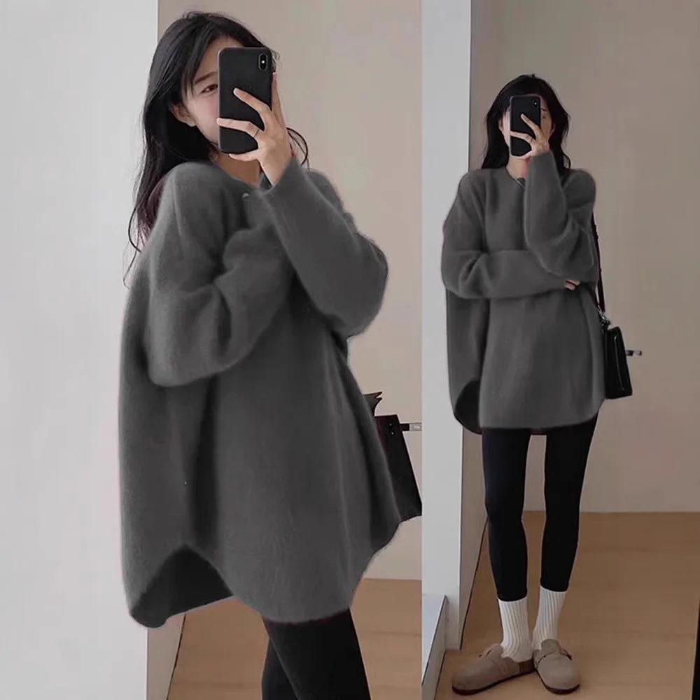 Maglione lavorato a maglia allentato da donna Autunno Inverno Camicia a strati base stile pigro Coreano giapponese Casual Moda transfrontaliera