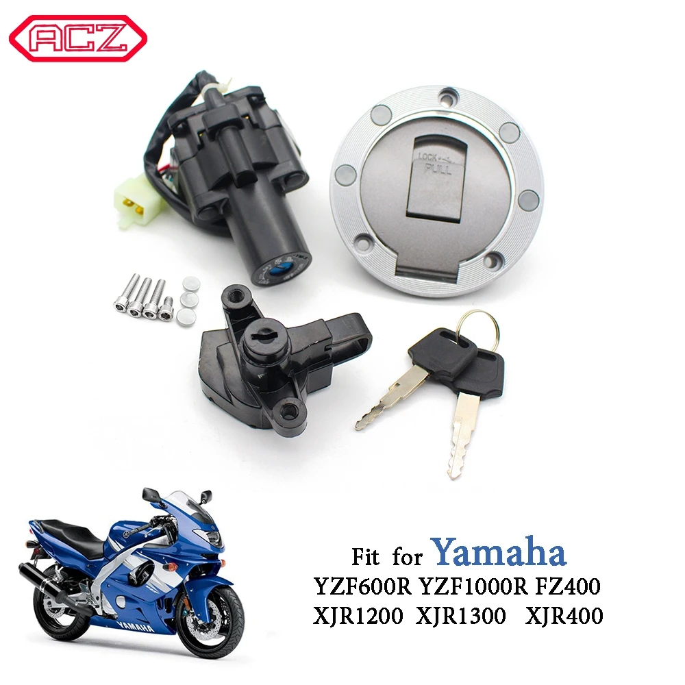 Motorcycle Gas Fuel Tank Cap Cover Seat Lock Set W/Keys Ignition Switch for Yamaha YZF600R YZF1000R XJR1200 XJR1300 XJR400 FZ400