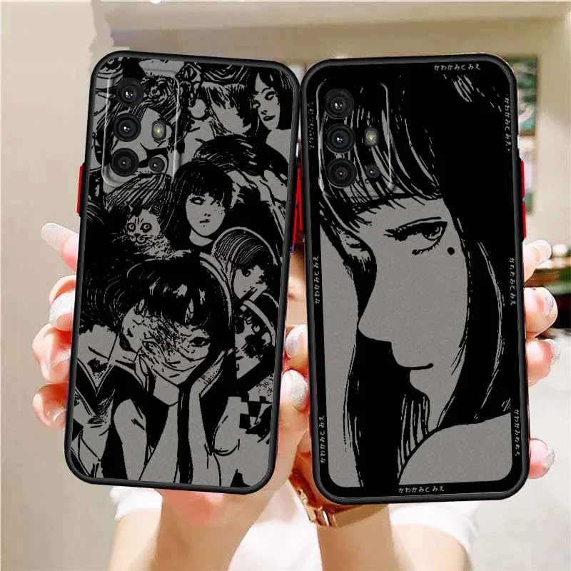 

Junji Ito Tomie Kawakami Art Phone Case For Samsung A73 A72 A71 A55 A54 A53 A52 A51 A35 A25 A15 A14 5G Frosted Translucent