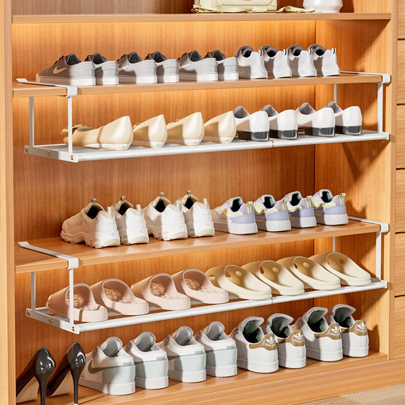 Expandable Shoe Rack Shoe Tray for Household Retractable Under Hanging Layered Space-Saving Multi-Purpose Cabinet Class Shelves