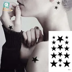 Arte corporal a prueba de agua tatuajes temporales para hombres mujeres hermosa estrella negra 3d diseño flash tatuaje pegatina HC-021