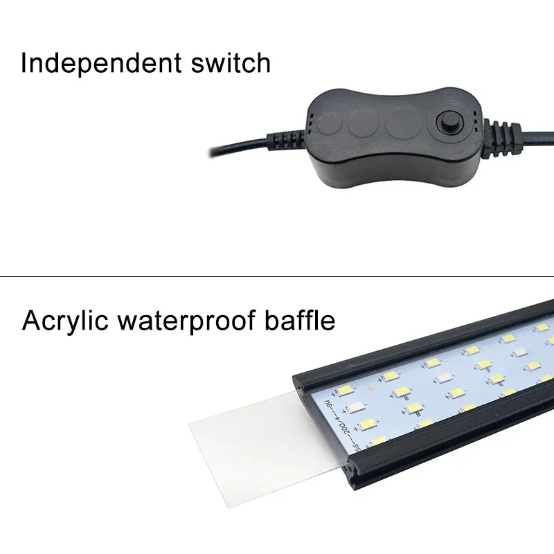 European Plug 220V Aquarium LED Fish Tank Light Ultra-thin Plant Growth Clip Light Aquarium Light Lighting 5W/7W/9W/12W