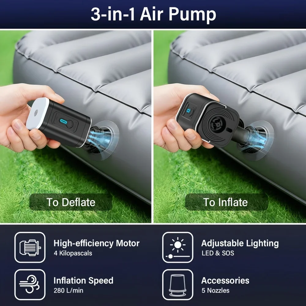 Mini Portable Air Pump，Rechargeable Battery Cordless Sup Mattress Pump,Wireless Electric Compressor Inflator Acuum Pvc Boat Pum