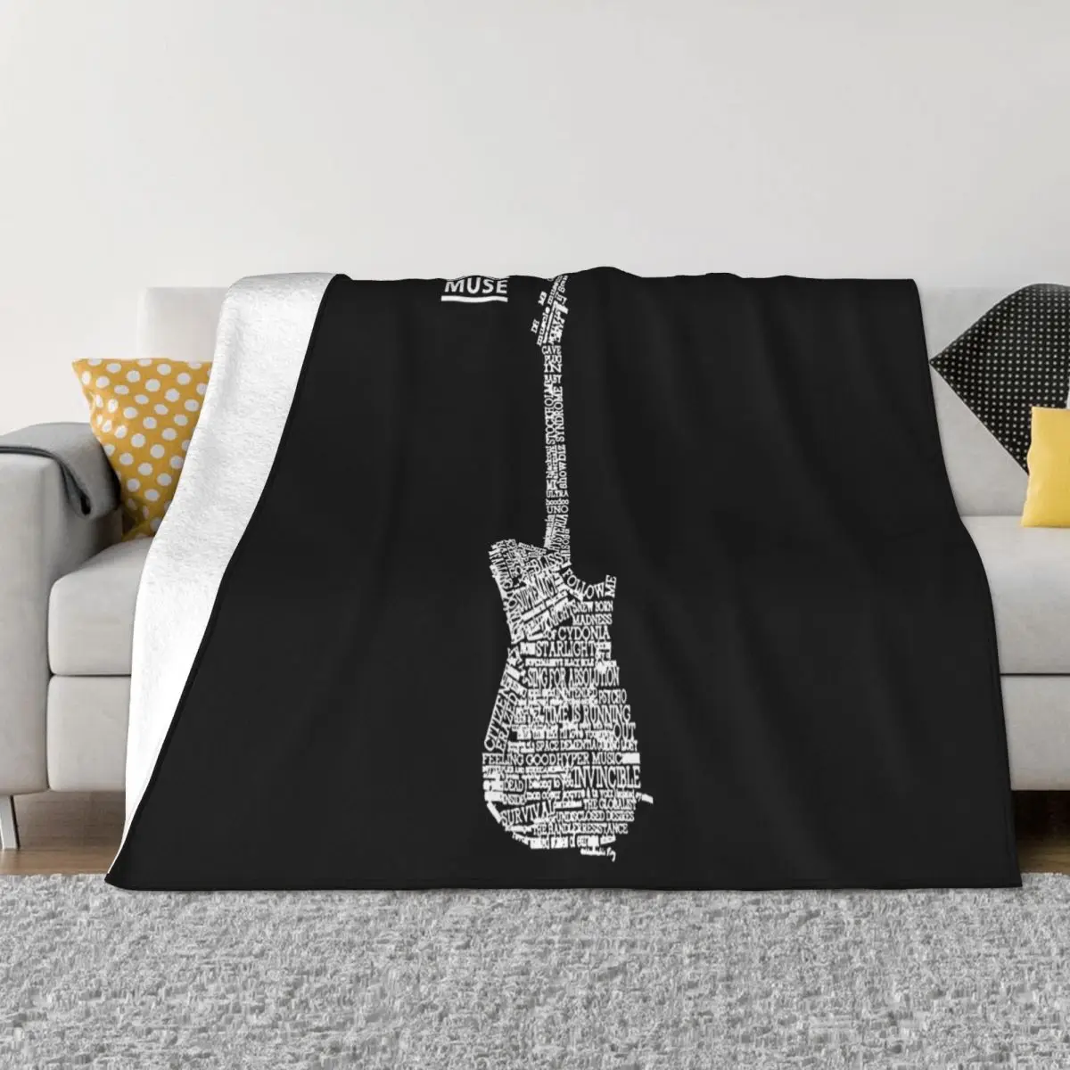 Muse V2 Matthew Bellamy Guitar Logo All Titles Dtg Black S3Xl Cheap Price Different Throw Blanket