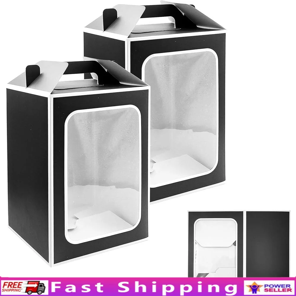 

Large Gift Boxes 10 Pcs Paper Bags with Transparent Window Handles Flower Bouquet Wedding Party Favor Bags Retail Shopping