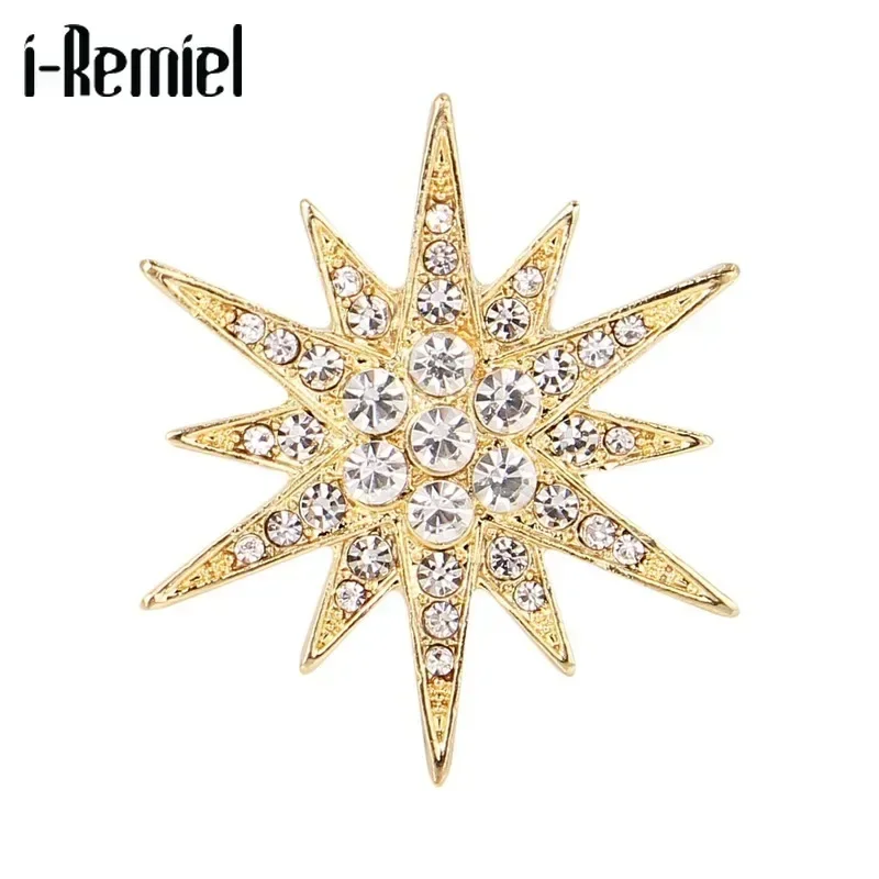 Wysokiej jakości Vintage luksusowe Rhinestone Starburst gwiazda broszki i przypinki błyszczący kryształ wiktoriańska przypinka do klapy kobiety bukiet biżuterii