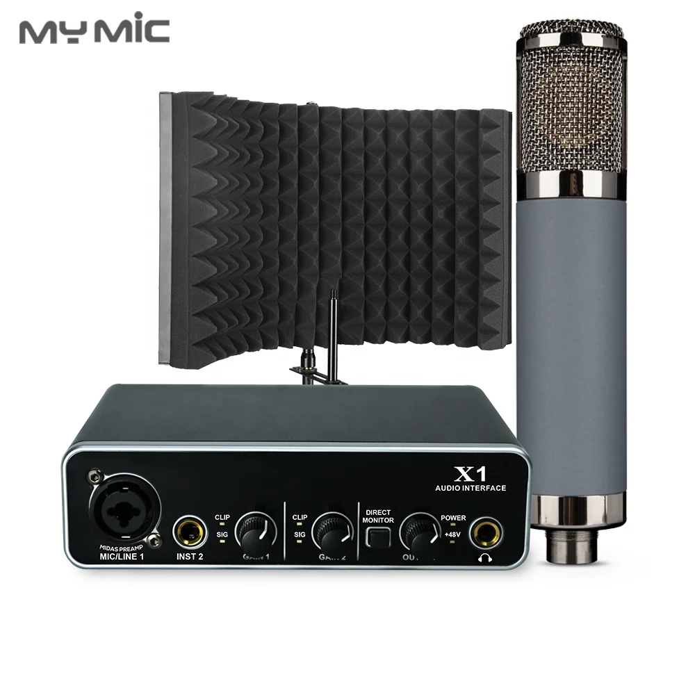 

ME2X Professional studio equipment set USB sound card interface condenser microphone for vocal recording with Isolation Shield