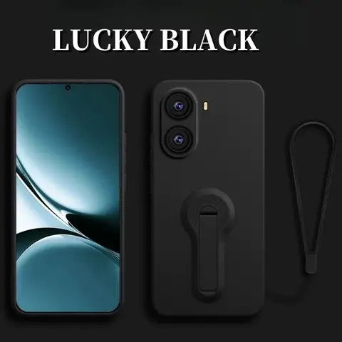Fashion Solid Colour With Stand Lanyard Shockproof Protective Liquid Silicone Phone Case For Xiaomi POCO X7 Pro/X7/X6Pro/M6Pro