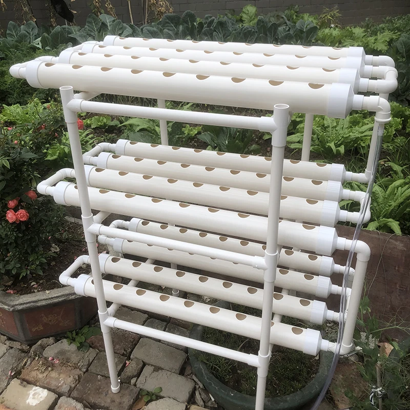 

NFT Indoor Greenhouse Hydroponics Grow System Vertical Plant Lettuce Strawberry 108 Holes