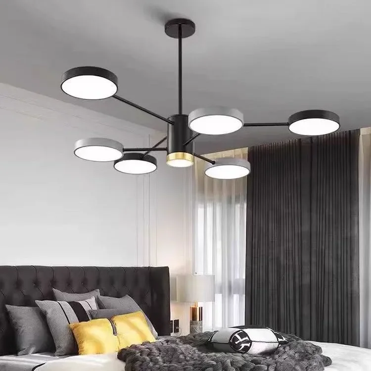 

New living room chandelier modern simple atmosphere dining main light LED Nordic creative iron art Zhongshan lamps