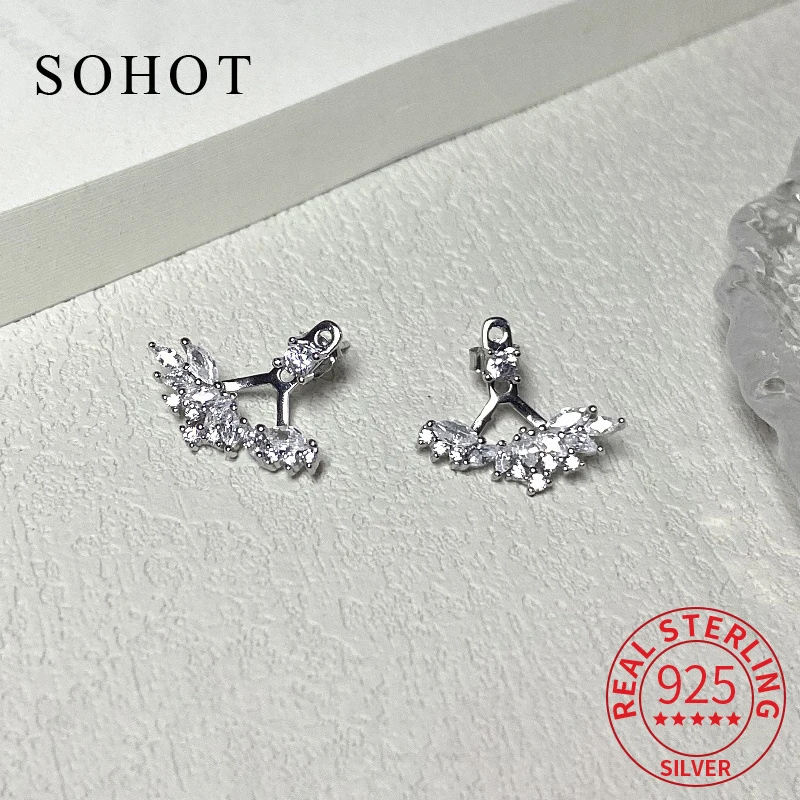 

Real 925 Sterling Silver Exquisite Zircon Angel Wings Mini Hook Stud Earrings For Charm Women Cute Fine Jewelry Accessories