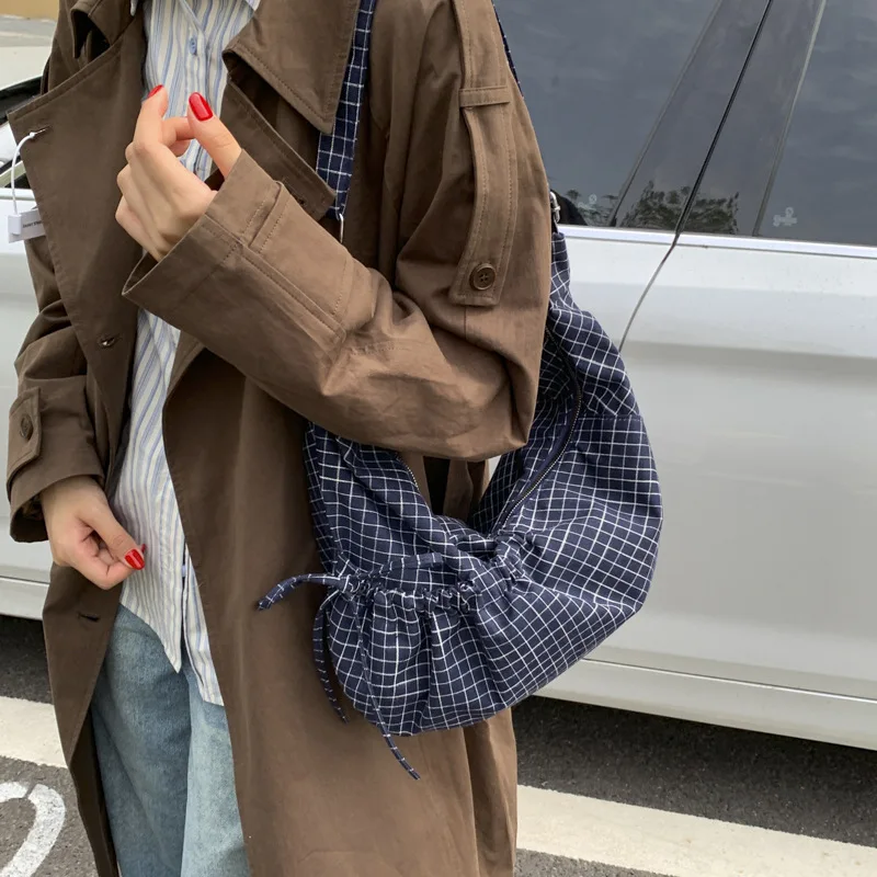 

Холщовая сумка через плечо в стиле ретро с клетчатыми полосками, женские сумки для женщин, 2025 г., большие сумки-шоппер из хлопчатобумажной ткани для девочек Bolsas