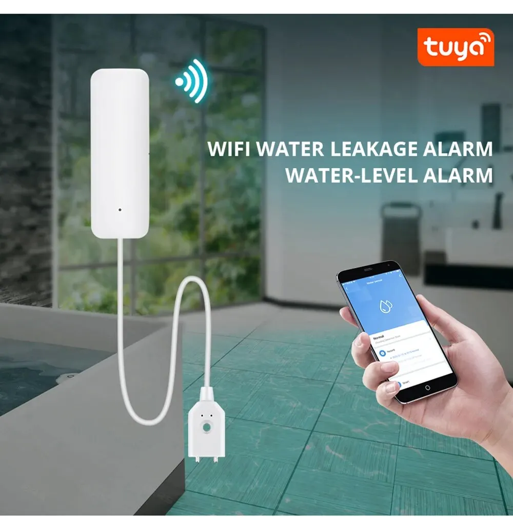 ONENUO Tuya Smart Flood Leakage Sensor Remote Monitor WiFi Water Overflow Level Detector Water Leak Sensor Alarm Security