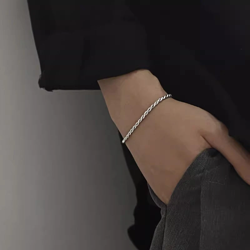 الهيب هوب العجين المقلي التقلبات سلسلة الهيب هوب الرجال التيتانيوم الصلب رقيقة سوار الأزياء والمجوهرات الكلاسيكية حفل زفاف هدية عيد